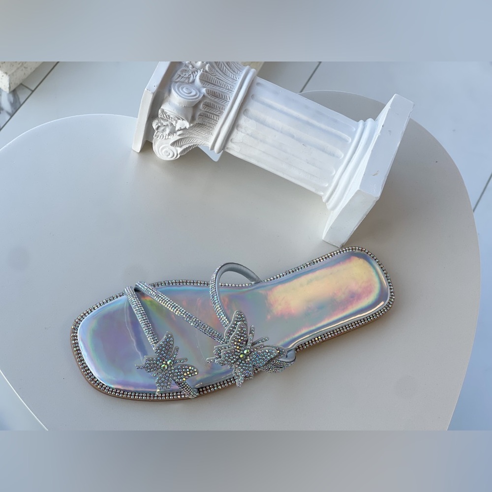 Silver flat sandals